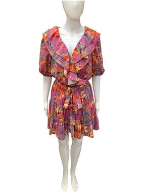 Flying Tomato Pink Floral Ruffle Mini Dress Size M